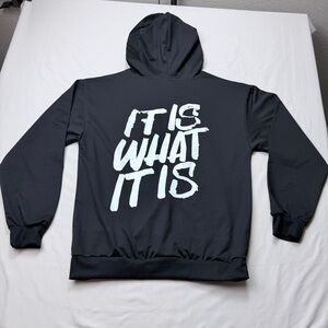 Men's Black Hoodie with White 'IT IS WHAT IT IS' Graphic